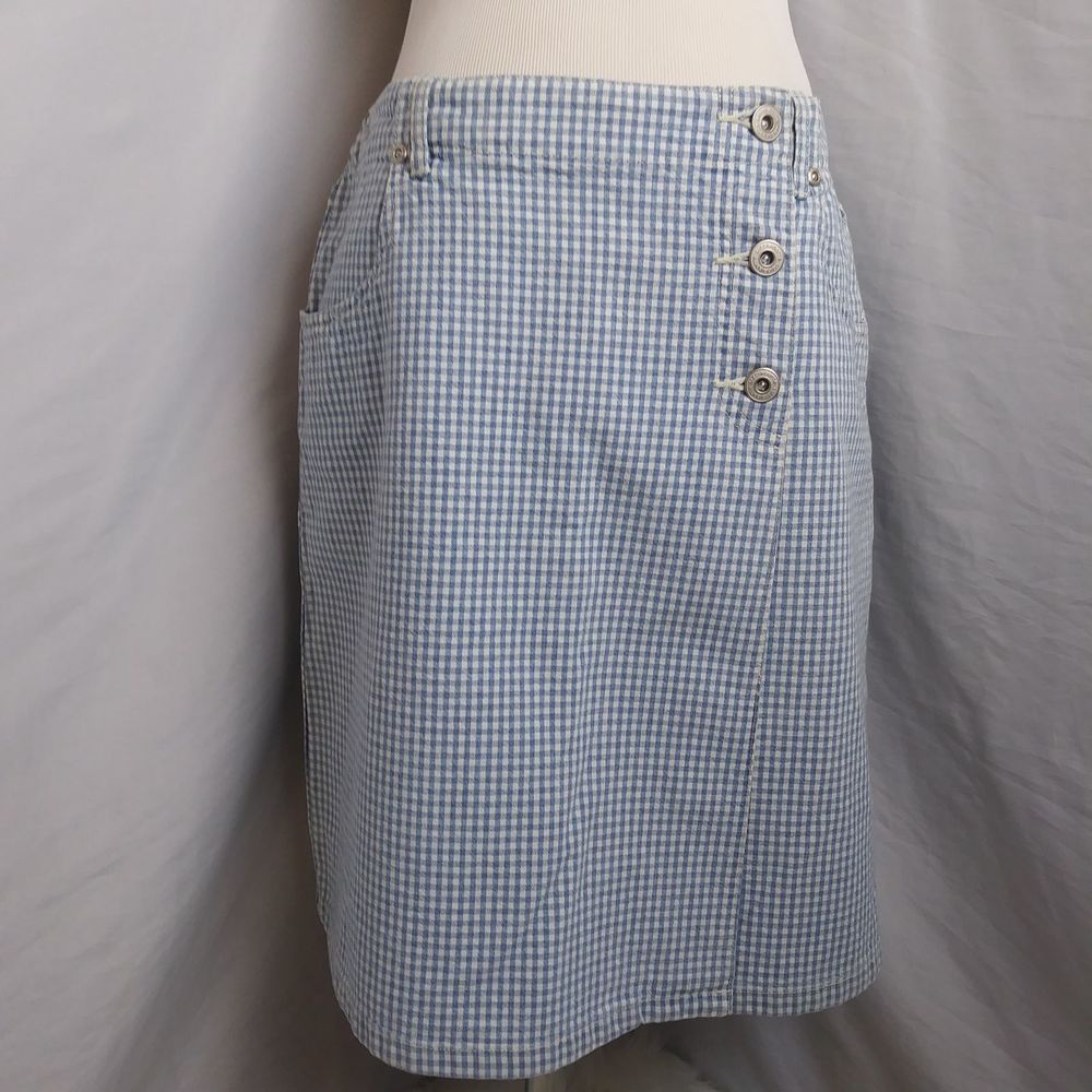 Liz‎ Claiborne Vintage wrap jean skirt gingham